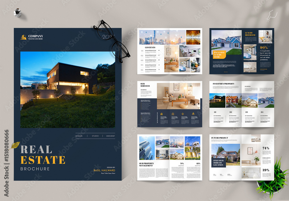 Modern Real Estate Brochure Layout Stock Template | Adobe Stock