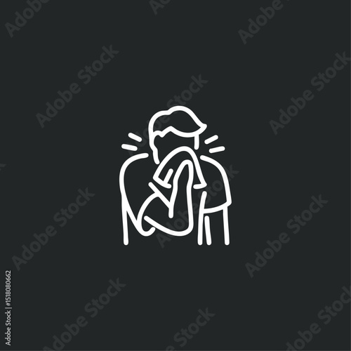Sneezing icon logo flat vector design