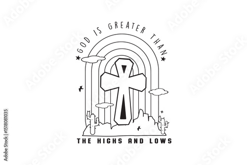 God Is Greater – Christian Rainbow and Cross SVG Design
