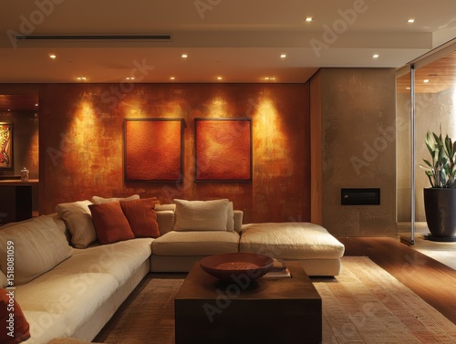 Wallpaper Mural Luxurious Living Room Design with Warm Lighting and Artistic Flair Torontodigital.ca
