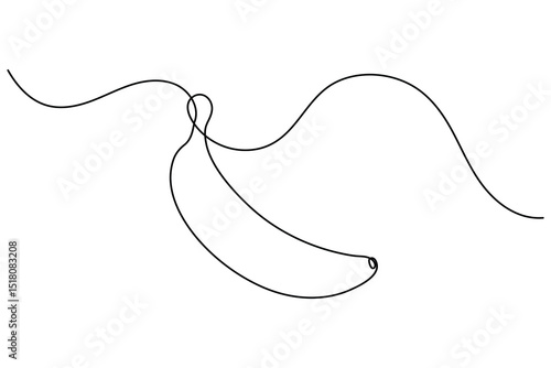 Banana fruit continuous one line drawing and minimalist style isolate outline vector icon