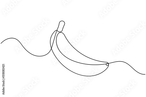 Banana fruit continuous one line drawing and minimalist style isolate outline vector icon