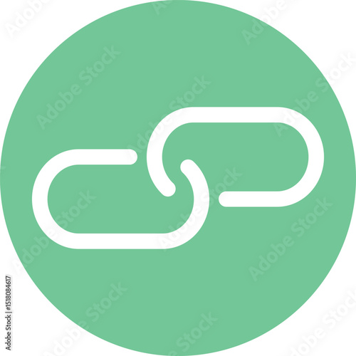 White chain link icon on green circular background