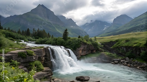 waterfall in the mountains