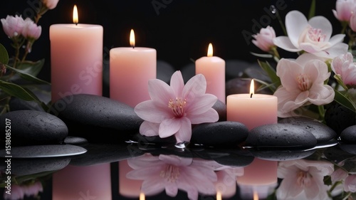 spa still life with candles and orchid