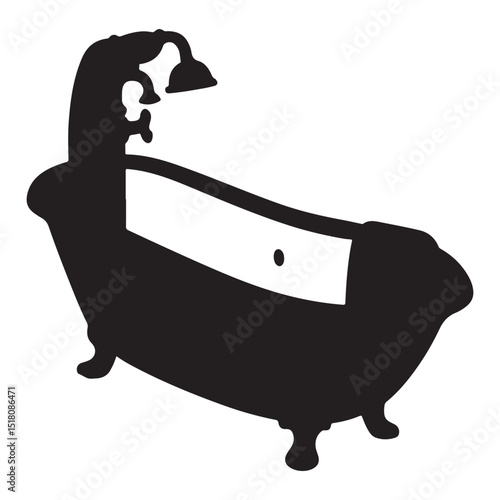 Simple bathtub black icon isolated on white background.