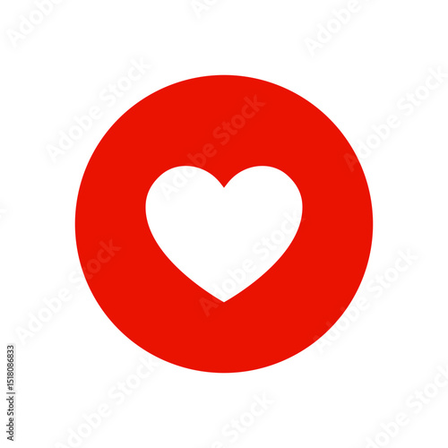 White heart in red circle vector icon