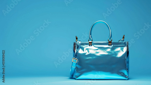 Fashion photography studio shot handbag isolated on a blue background