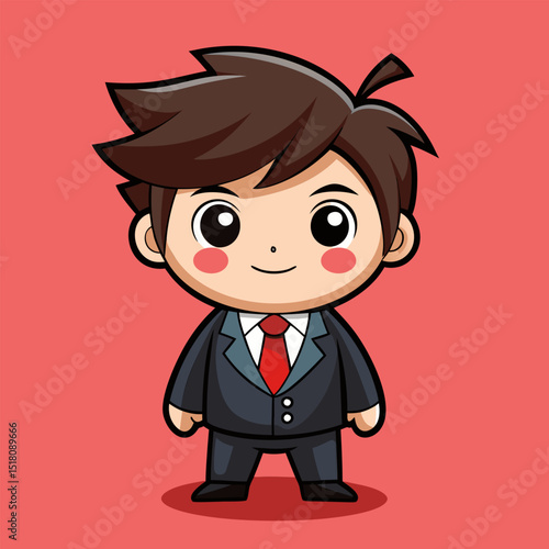 Adorable Cartoon Business Boy Character Illustration