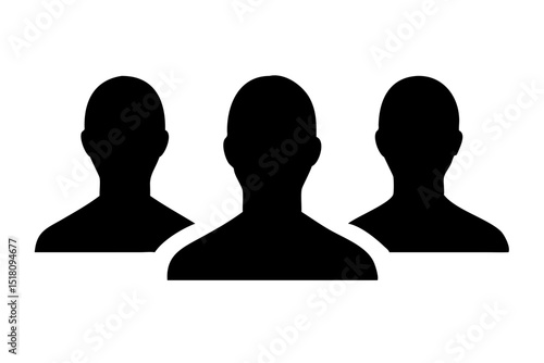 Three Black Silhouettes of Human Heads in a Row