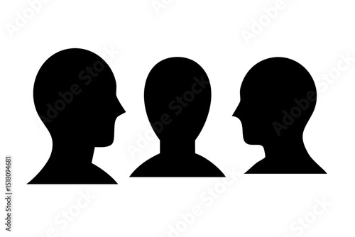 "High-Resolution Silhouettes of Three Human Figures – Minimalist Black & White Art with Dramatic Contrast"