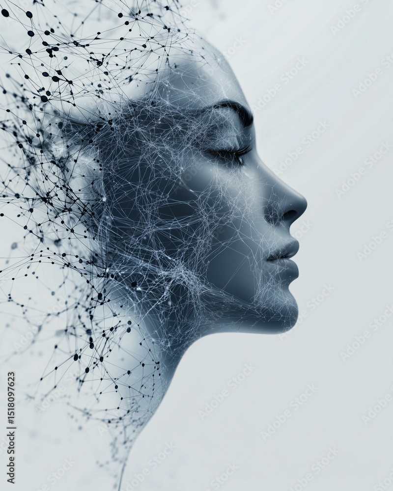 Exploring the intersection of artificial intelligence and human emotion digital art abstract cyber environment side view conceptual Exploring the intersection of artificial intelligence and human emotion digital art abstract cyber environment side view conceptual