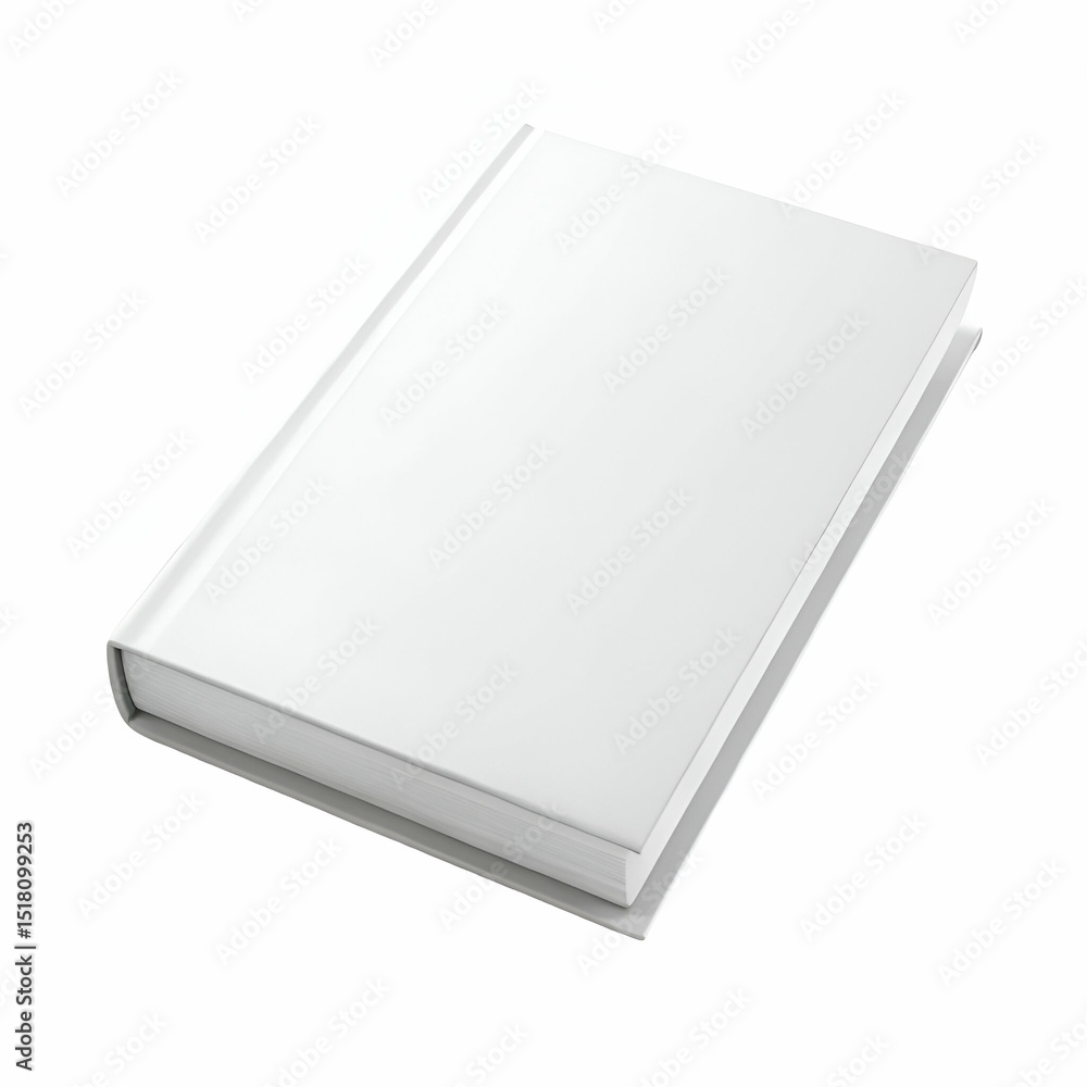 Isolated white book on white background with blank cover for mockups and design concepts Isolated white book on white background with blank cover for mockups and design concepts