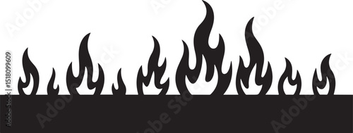 Black Flame Silhouette Border Design Element