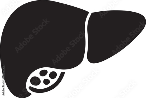 Human Liver Anatomy Icon Black Silhouette Illustration