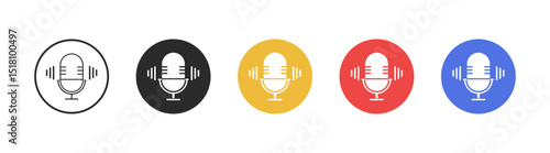 Microphones audio podcast vector icons. Editable vector microphone podcast icon. Perfect for web and app interfaces, presentations, infographics, etc