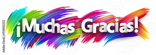 Vector illustration of thank you in Spanish with vibrant paint strokes