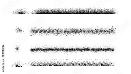 Paint spray noise of grains or brush dust and black sand particles, vector abstract shape effect. Wavy spray paint in graffiti ink style with grainy noise texture of black dots and rough dust