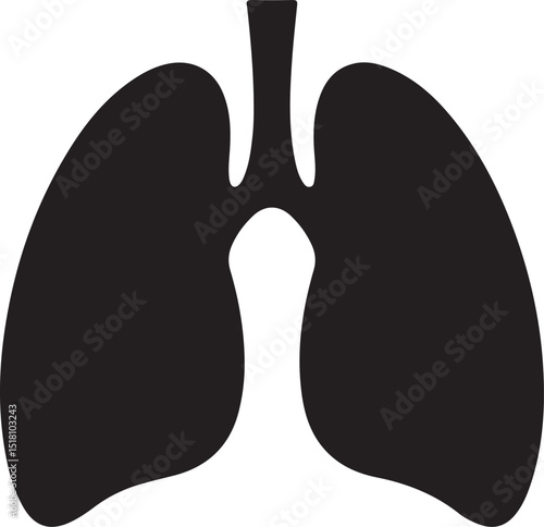 Simple Black Silhouette Icon of Human Lungs