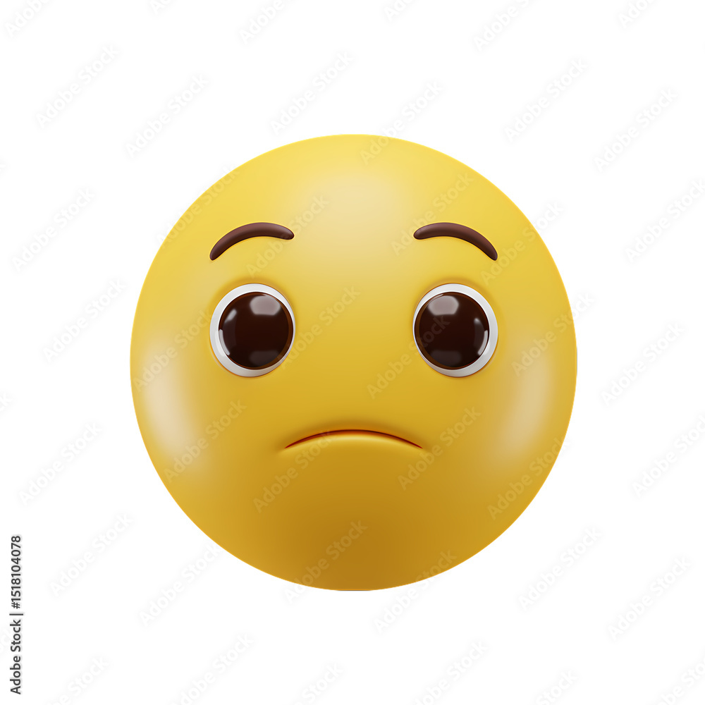 Fototapeta premium 3D Rendered Yellow Emoji Disappointed Expression isolated on transparent bacckground