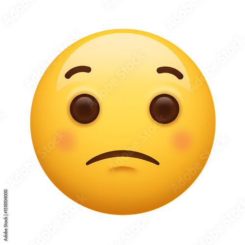 Digital Representation of a Disappointed Facial Expression A Yellow Circle Emoji with Frowning Features isolated on transparent bacckground