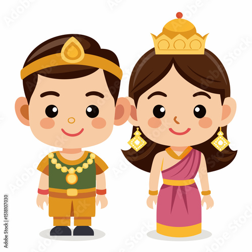 Adorable Royal Couple in Traditional Asian Attire