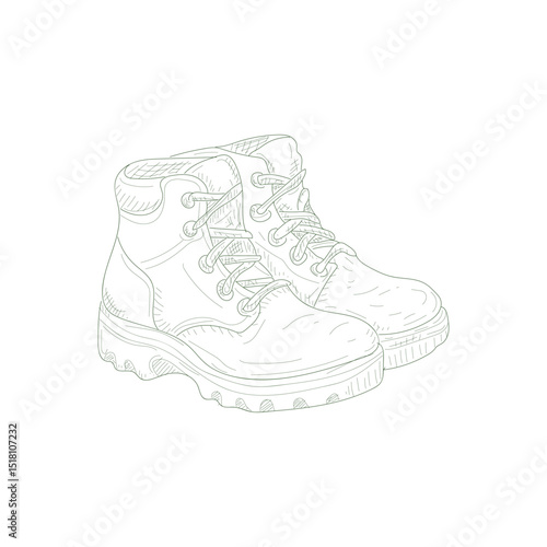 The image is of a pair of boots with laces. The boots are white and have a rugged appearance, suggesting that they are suitable for outdoor activities