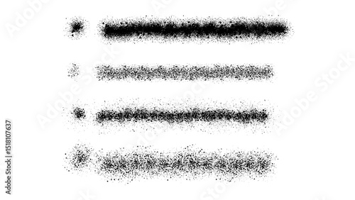 Paint spray noise of grains or brush dust and black sand particles, vector abstract shape effect. Wavy spray paint in graffiti ink style with grainy noise texture of black dots and rough dust