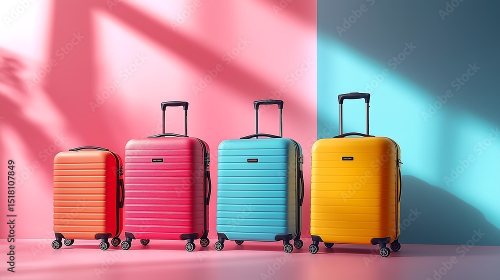 Stylish Travel Luggage Set in Studio Light Stylish Travel Luggage Set in Studio Light