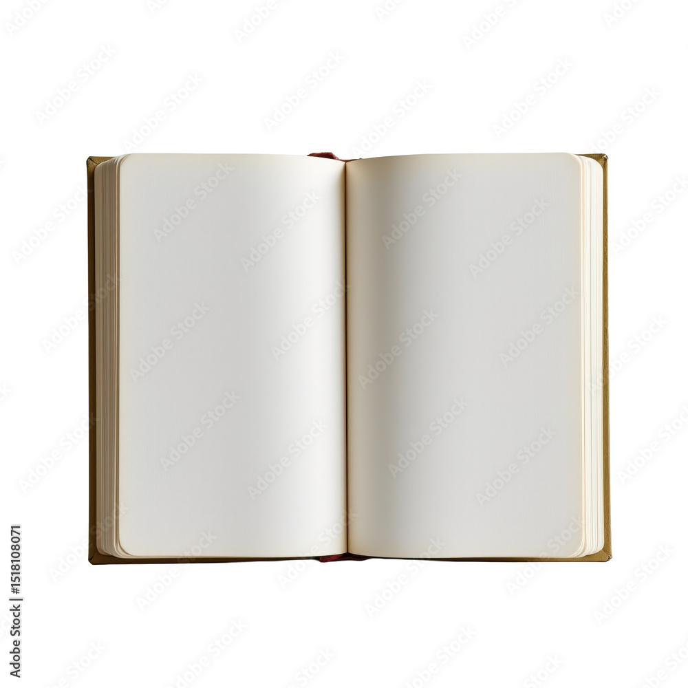 Open Blank Book with Cream Pages Ready for Writing or Sketching in a Minimalist Setting Open Blank Book with Cream Pages Ready for Writing or Sketching in a Minimalist Setting