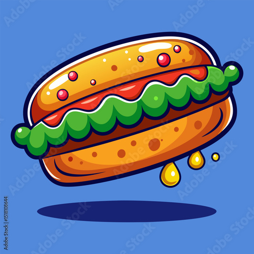 Mouthwatering Cartoon Burger Illustration