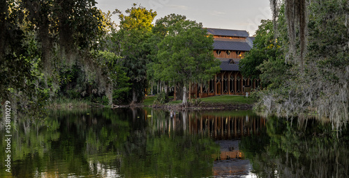 Photo of Lake Alice and a portion of the Baughman Center on the campus of the University of Florida in Gainesville