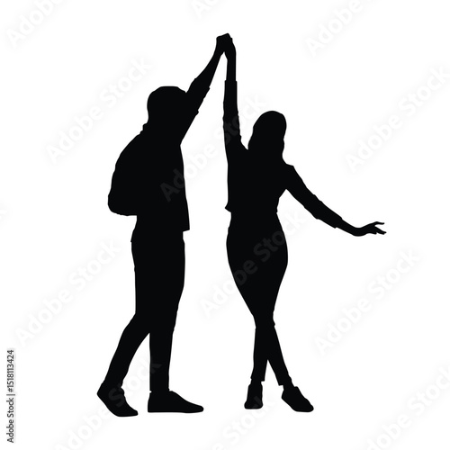 Silhouette of a couple dancing together