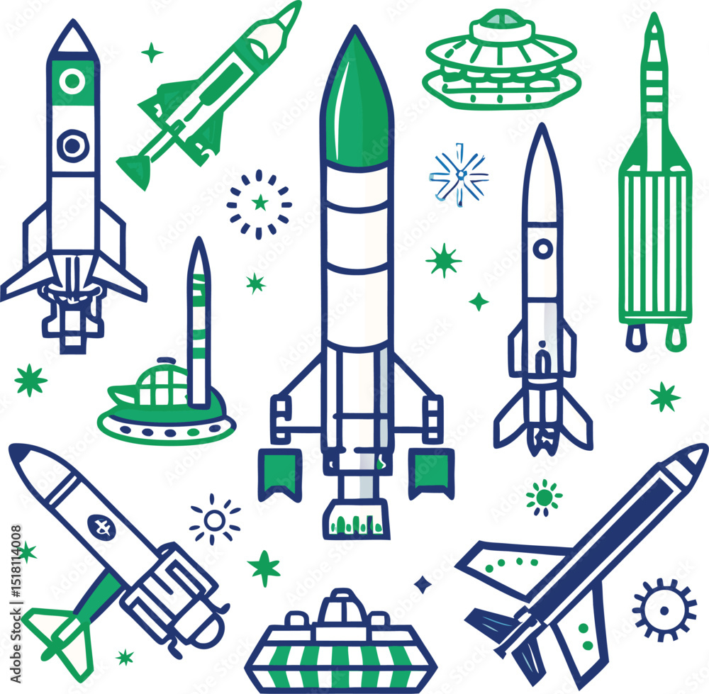 space ship and rocket icon design space ship and rocket icon design