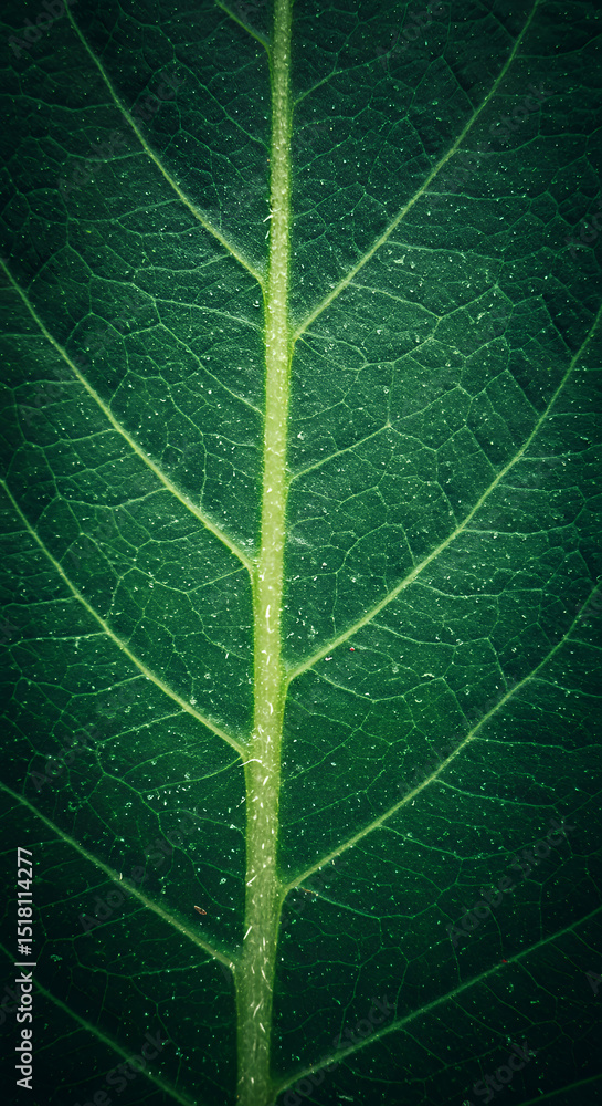 Obraz premium Green Leaf Close-Up Macro Detailed Texture