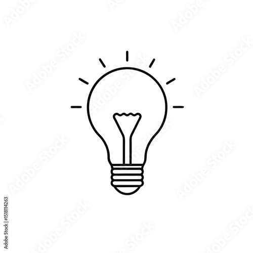 Light bulb line art vector design on white background.