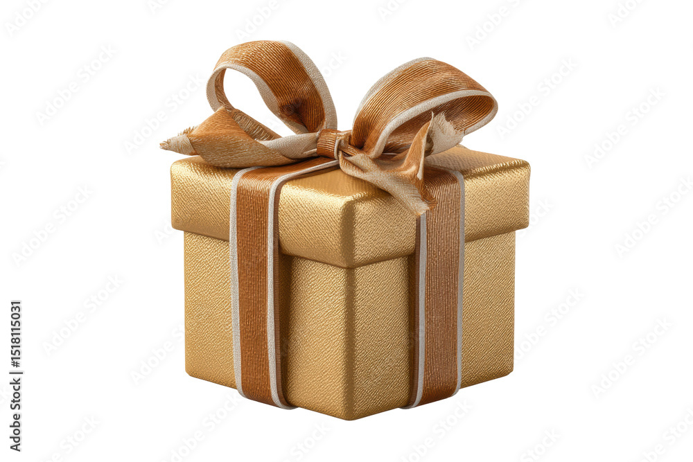 Obraz premium PNG Golden gift box with elegant ribbon bow on black background