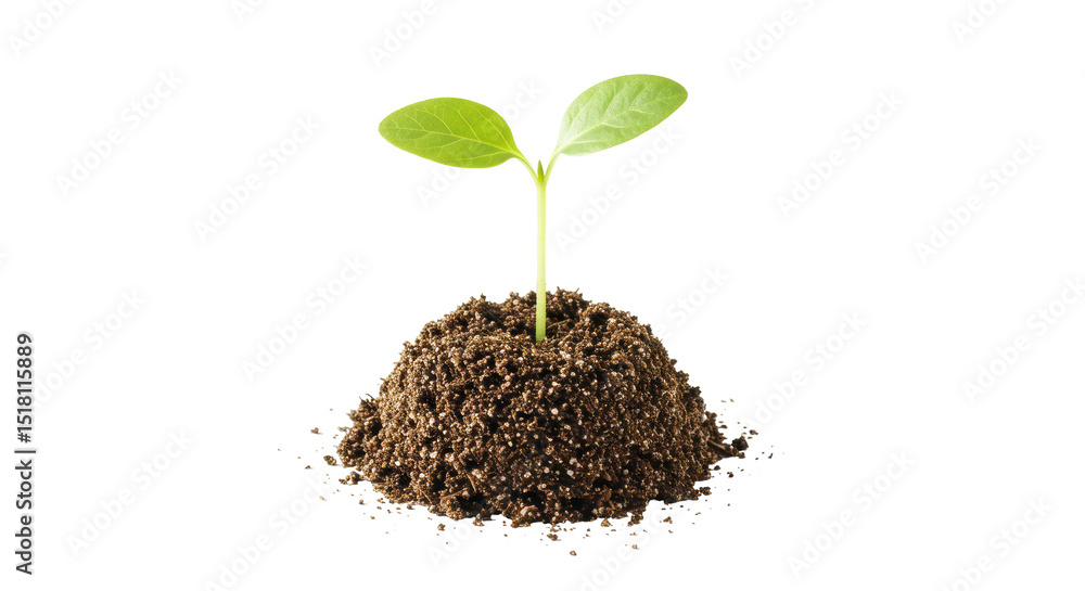 Isolated Small Plant in Soil Isolated Small Plant in Soil