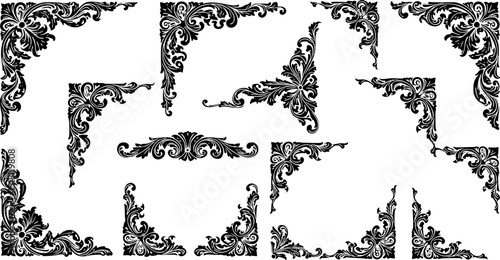 Vintage Ornamental Border and Frame Collection – Decorative Floral & Geometric Elements. Elegant corner embellishment design element
