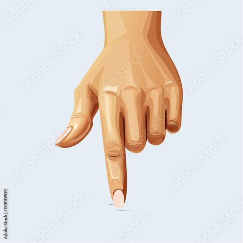 Pointing Hand with Gentle Gesture: This photo captures a delicately rendered hand, the focus on a gently extended finger pointing downwards, a gesture communicating guidance or emphasis.