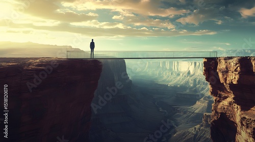 Wallpaper Mural A person standing on a glass bridge over a deep canyon Torontodigital.ca