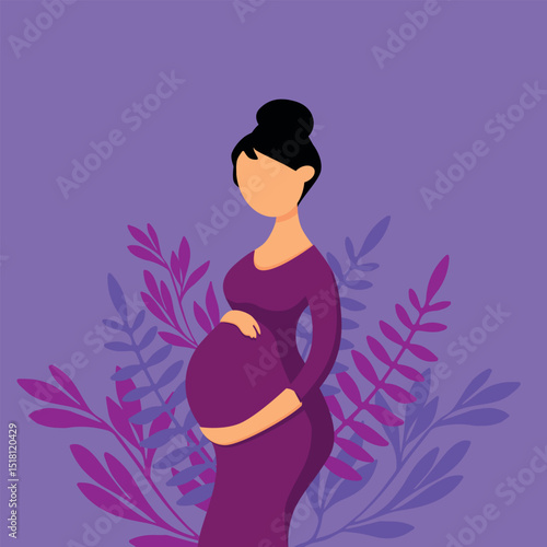 pregnant girl with belly and flowers