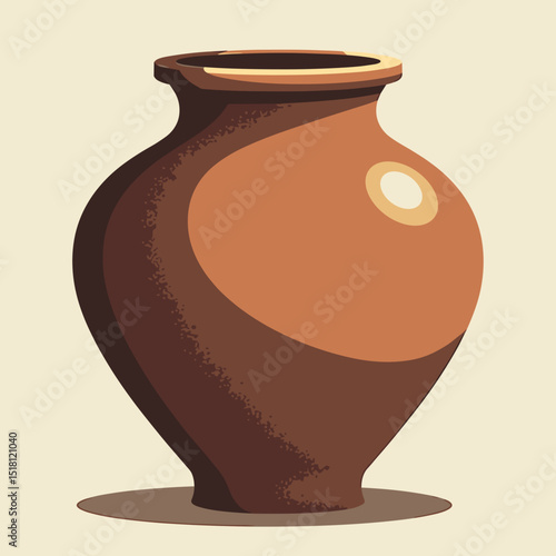 Clay pottery vase in earthy tones with smooth surface  