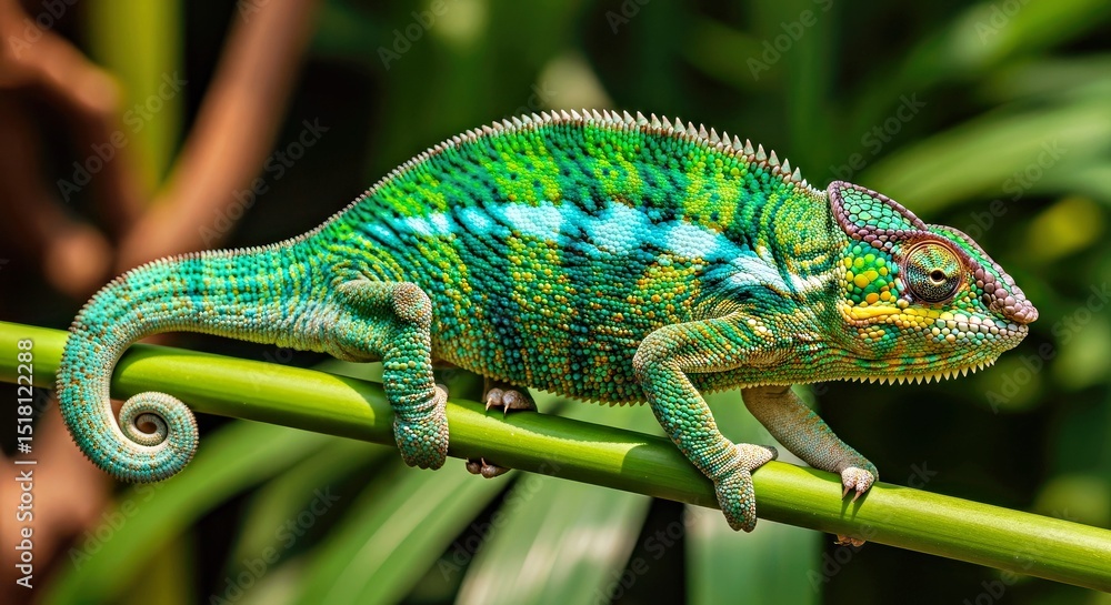 Fototapeta premium Panther Chameleon Vibrant Reptile Macro Detail Natural Habitat Unique