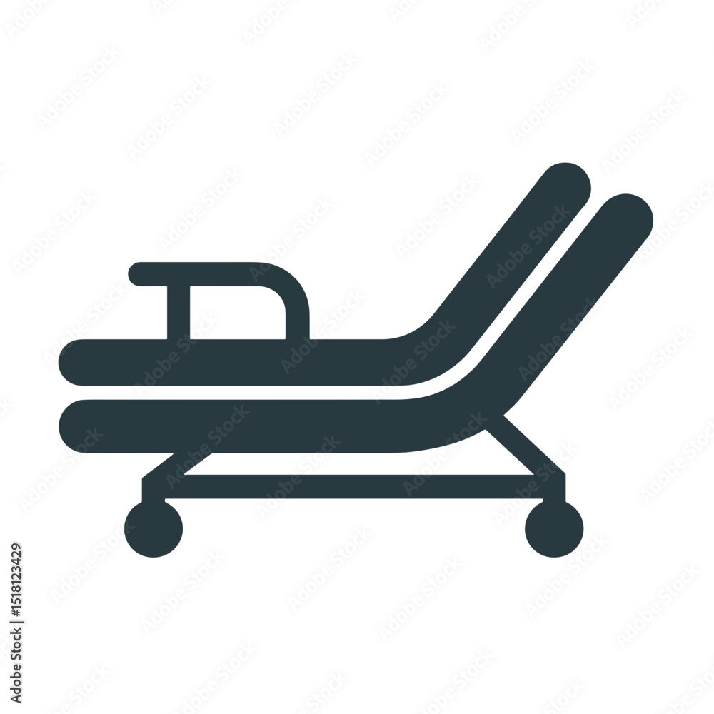 Hospital bed icon in minimalist flat style Hospital bed icon in minimalist flat style