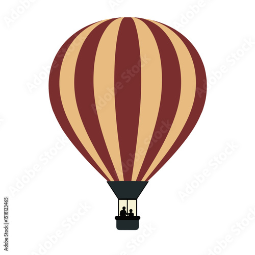 Colorful hot air balloon with red and yellow stripes in the sky  