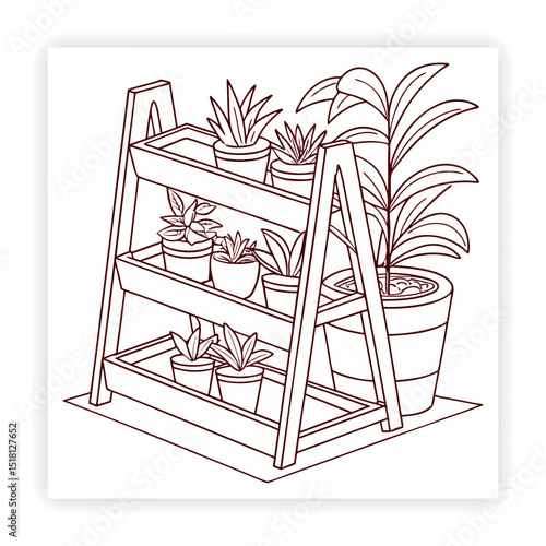 Hand Drawn Garden Tools and Plants