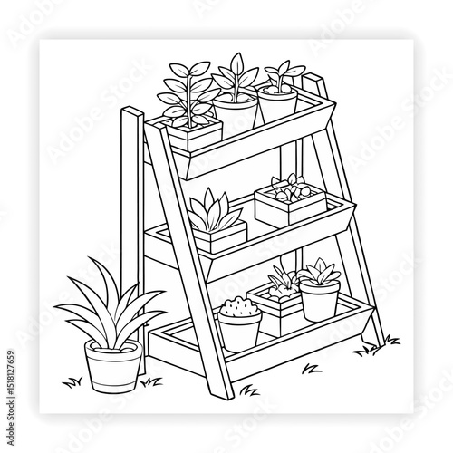Hand Drawn Garden Tools and Plants