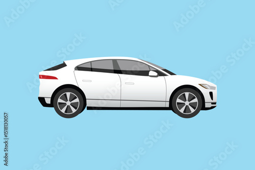 Smart car isolated on blue background