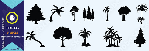 DIFFERENT KINDS OF TREE  BLACK AND WHITE